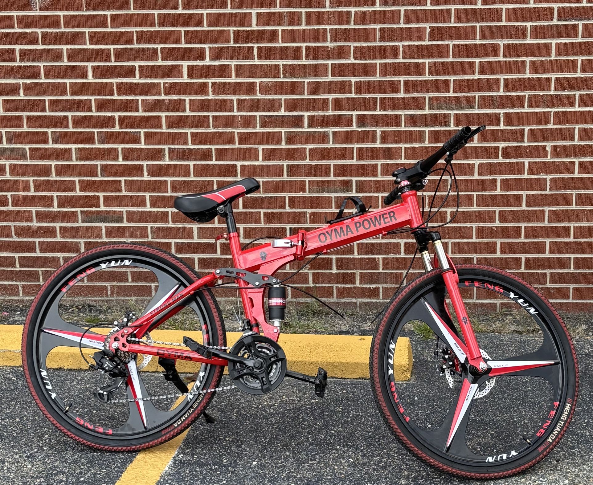 OYMA POWER Bicycle Folding Bike 26 inch, front and rear disc brakes 