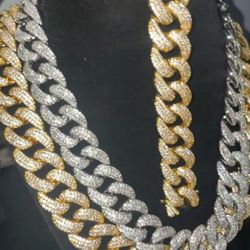 Icedout Diamond Cz Miami Cuban Link Chains And Bracelet 
