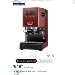 New In Box Gaggia Classic Pro Espresso Machine – Cherry Red – Made in Italy