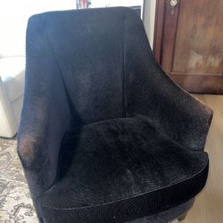 Four Black Suede Lounge Chairs