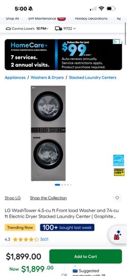 LG WashTower Stacked Washer and Dryer