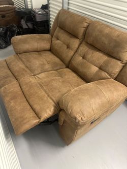 Brown leather suede sofa set