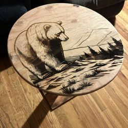 Bear End Table 18” Round 19.5” High End Table