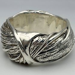 Jewelry Didae Shablool Israel 925 Sterling Silver Textured Bangle Bracelet 15mm 8.00” 80.00grams