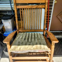 Extra Wide SOLID OAK Rocking Chair From Cracker Barrel