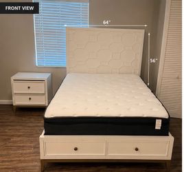 Modern White Full Bedroom Set – Bed, Dresser & Nightstand