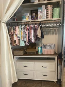 WAMPAT 48” Baby Changing Dresser – White – With LED Light