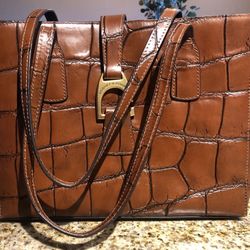 Dooney & Bourke Italian Leather Crocodile Print Bag With Matching Wallet. 
