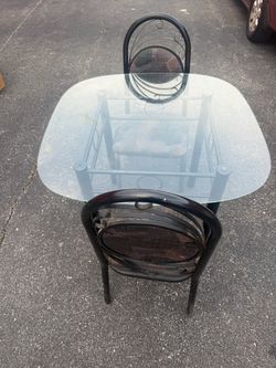 Glass top Table with 2 chairs