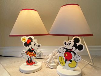 Vintage Disney Mickey Mouse and Minnie Mouse lamps