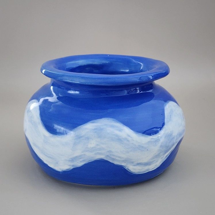 Zelda Hyrule Wind Waker - Handmade Ceramic Succulent Planter - Blue Wave Design - New