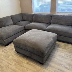 Charcoal Couch With Ottoman For Sale 