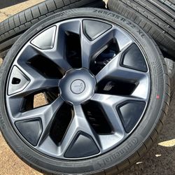 FREE DELIVERY TO RENO  4x OEM 2026 Tesla Model X 22” Machina Wheels Black Rims Continental Tires 100% tread