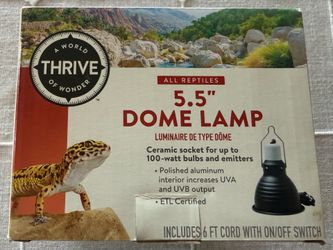 Thrive 5.5" Deep Dome Lamp Reptile Heat Light Basking 6 ft Cord Ceramic Socket Brand New