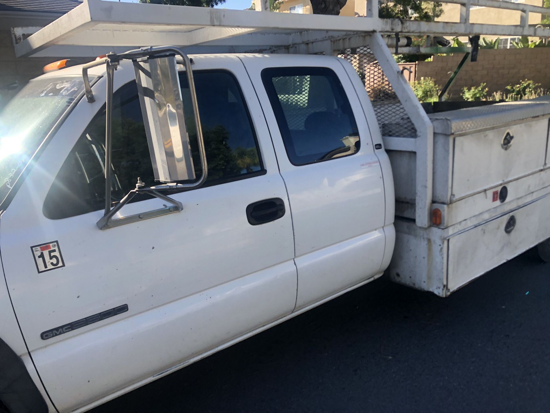 2001 GMC 3500 4x4 Gasoline Flatbed  - New Engine 