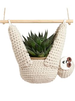 Sloth Plant Hanger for Succulent Pot Hanging Planter Macrame Plant Hanger | 5 Inch Plant Holder