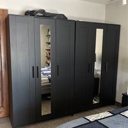 IKEA 3 Doors Black Modern Wardrobe Like New