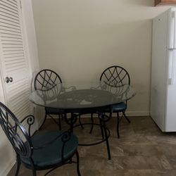 3 Chair Glass Table. 