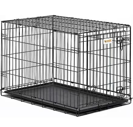 36 inch Dog Crate Double Door Dog Crate w/Divider for Puppy to Adult Collapsible Metal Dog Crate with Removable Tray Dog Kennel Pet Crate for Small Me