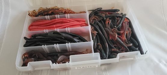 BRAND NEW FISHING WORMS IN CASE