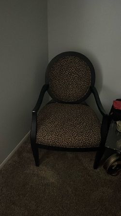 Leopard Print Accent Chair with Black Frame