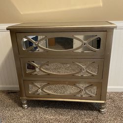Gold Mirrored 3 Drawer Chest Dresser