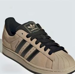 Tan Black Stripe Superstar Adidas Sneakers