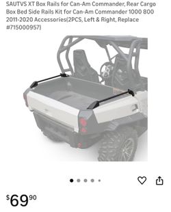 SAUTVS XT Box Rails for Can-Am Commander, Rear Cargo Box Bed Side Rails Kit for Can-Am Commander 1000 -2020 Accessories(2PCS, Left & Right, Re