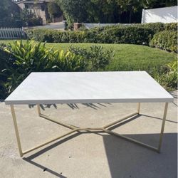 White + Gold Faux marble Coffee Table 