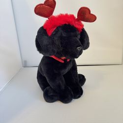 FAO Schwarz 12" Sparklers Wear and Share Black Labrador with Removable Heart Boppers