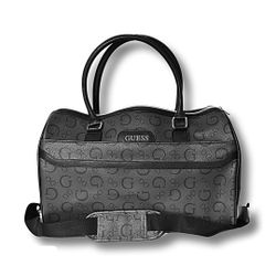 GUESS Men's Mocha Black Leather Gym Duffle Bag Set – Lightweight & Stylish Travel Companion