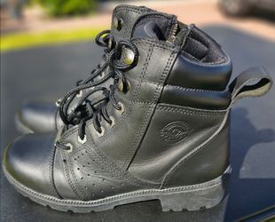 Milwaukee Leather Women's Black Leather Lace-Up Motorcycle Rider Boots with Side Zipper MBL9300- Women's 9