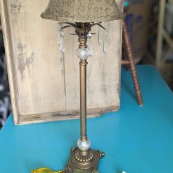 Vintage Table Lamp Gold Pineapple Design with Charms