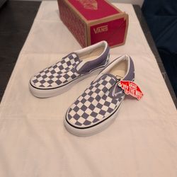 NEW INBOX NEVER WORN VANS Slip Slide On Women Size 5 Purple Mauve Gray Checkerboard Unisex Men's Kids Youth