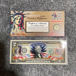 Independence Day $2 Dollar Bill