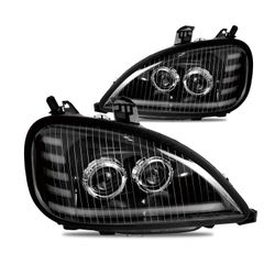 Projector LED Headlights with Sequential Turn Signals Replacement for 1996-2017 Freightliner Columbia Headlight LED Columbia Head Lights
