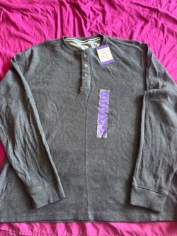 Athletic Goods Soft Wash Thermal Henley Pullover XXL Gray/Black