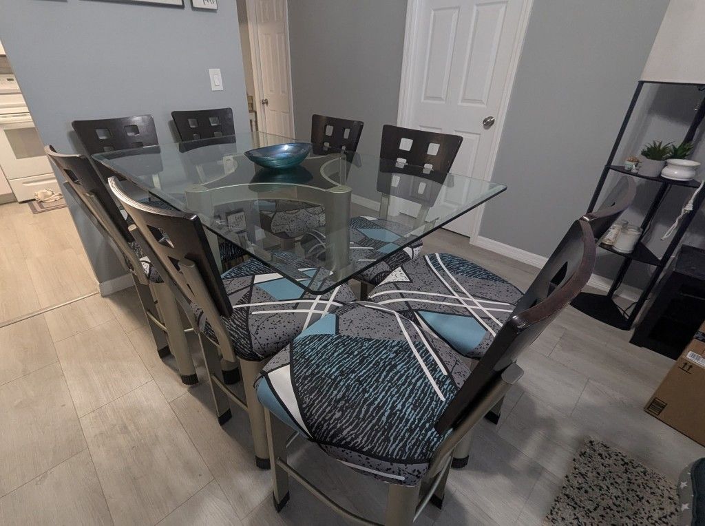 Great Deal On Dining Table With Wine Rack & 8 Chairs
