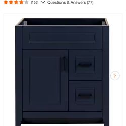 Ridge 30 in. W x 22 in. D x 34 in. H Bath Vanity Cabinet without Top in Deep Blue