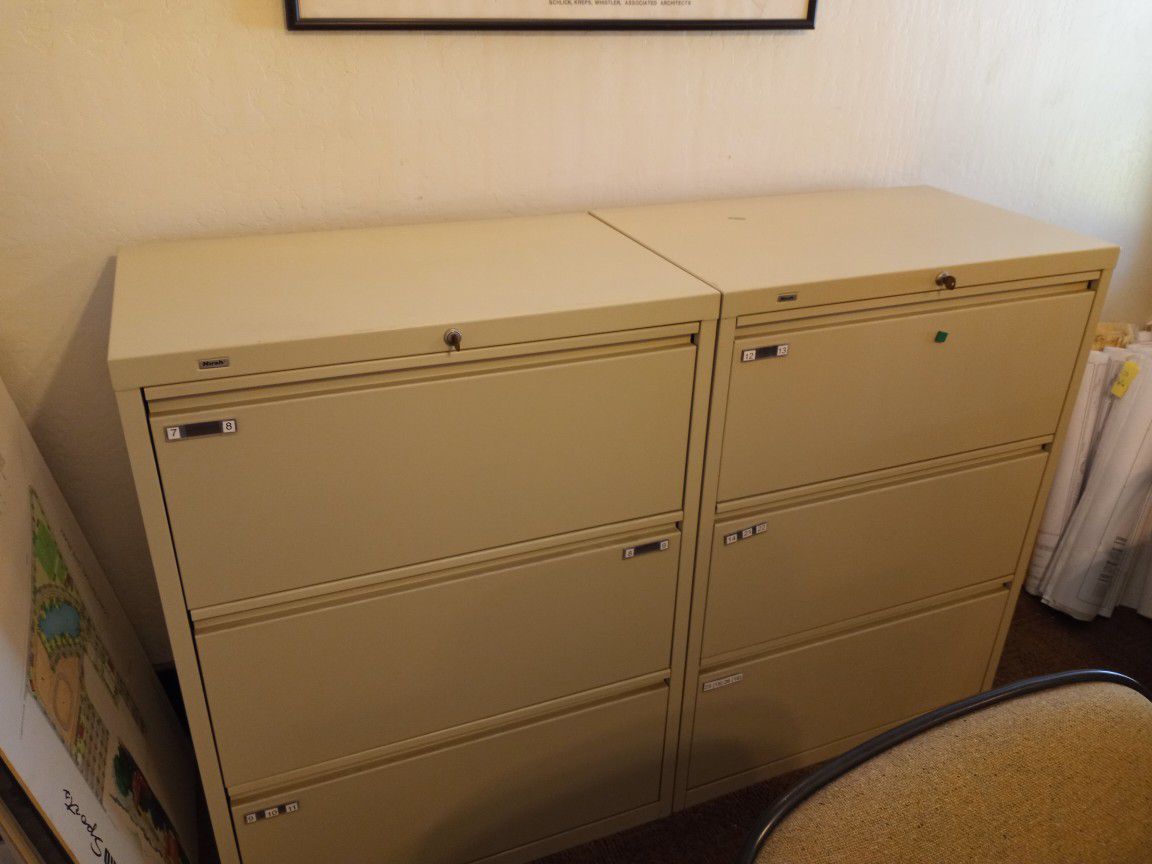 Three drawer lateral filing cabinets