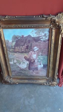 Hermoso Cuadro Home Interiors Muy Antiguo , Material De Siroco...usado En Buenas Condiciones.