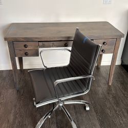 Study Desk And Leather Chair Swivel