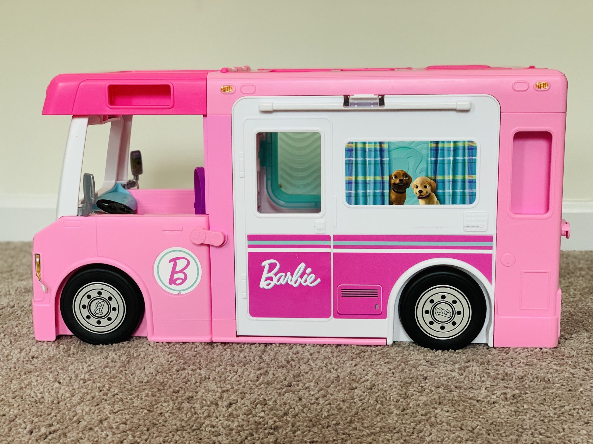 Barbie 3-in-1 DreamCamper Vehicle, approx. 3-ft, Transforming Camper with Pool, Truck, Boat and 50 Accessories, Makes a Great Gift for 3 to 7 Year Old