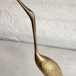 Vintage MCM Solid Brass Crane Figurine 