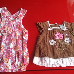 Lot Of 2 Girls Size 12 Months - Little Lindsey (Overall) & Starting Out (Dress)