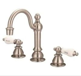 Water Creation Vintage Classic 8 in. Widespread 2-Handle High Arc Bathroom Faucet with Pop-Up Drain in Satin Nickel