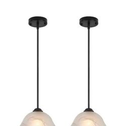 Otmilance 11.8" Black Glass Pendants (2-Pack) - NEW