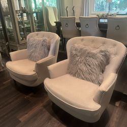 Two Beige Chairs, Almost New. Never Really Sat In. $50 Each