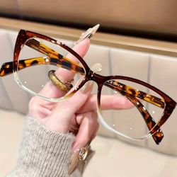 New! Trendy Brown Tortoise Shell Gradient Two Toned Blue Light Blocking Unisex Glasses