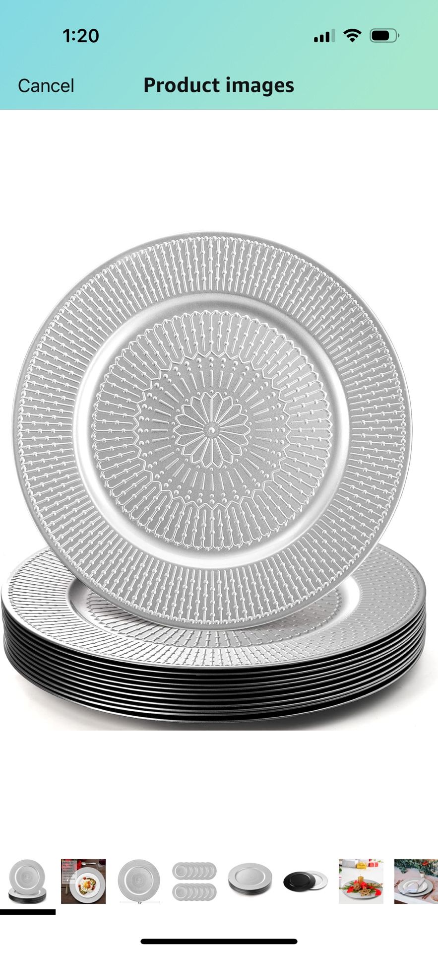 12 Pack Silver Charger Plate, 13-inch Beaded Chargers